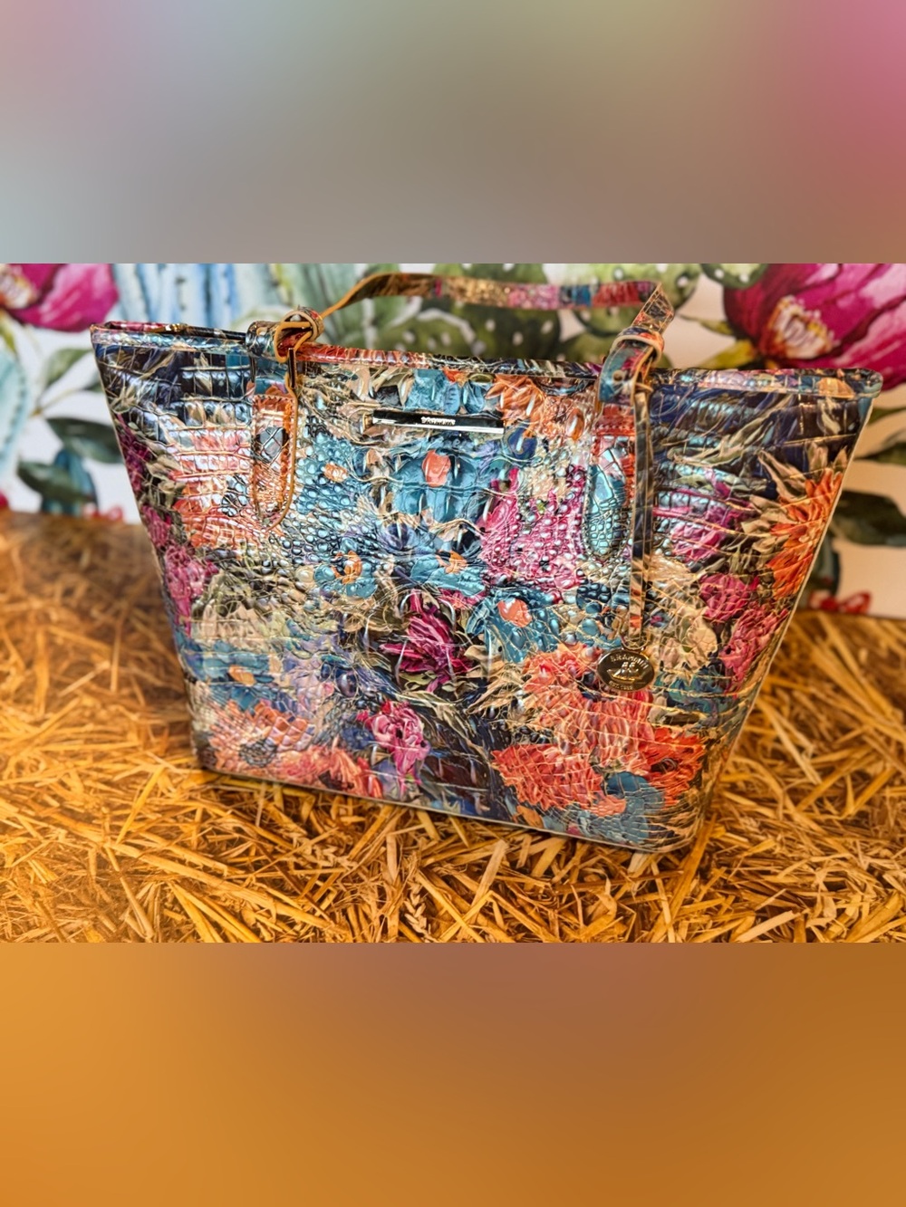 Brahmin Medium Asher Lasso Flowers Tote Melbourne Leather NWT PRICE FIRm - Picture 2 of 15